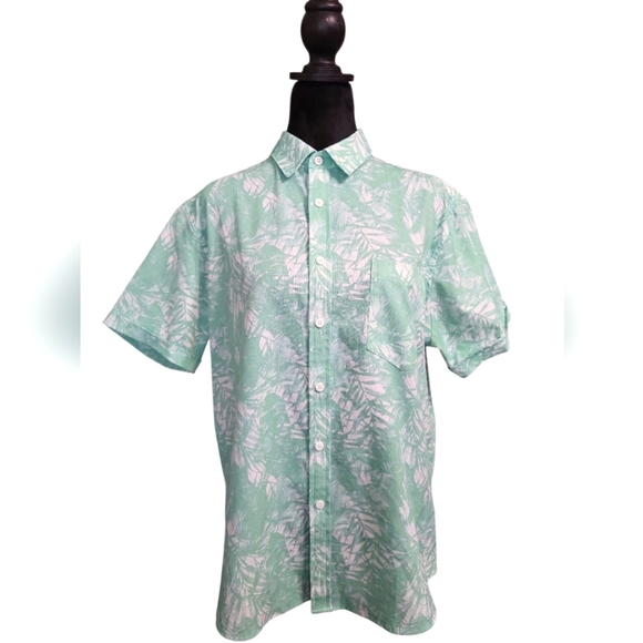 Apt.9 Men's Mint Green Leaf Print Shirt Med - Picture 4 of 10